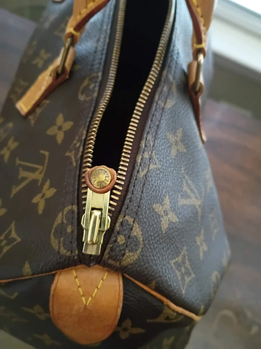 Louis Vuitton Monogram Duffel Bag with Tan Handles